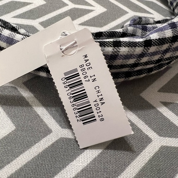 NWT J. Crew Knot Headband in Lightweight Plaid Flannel - Black/Purple/White - Picture 3 of 7